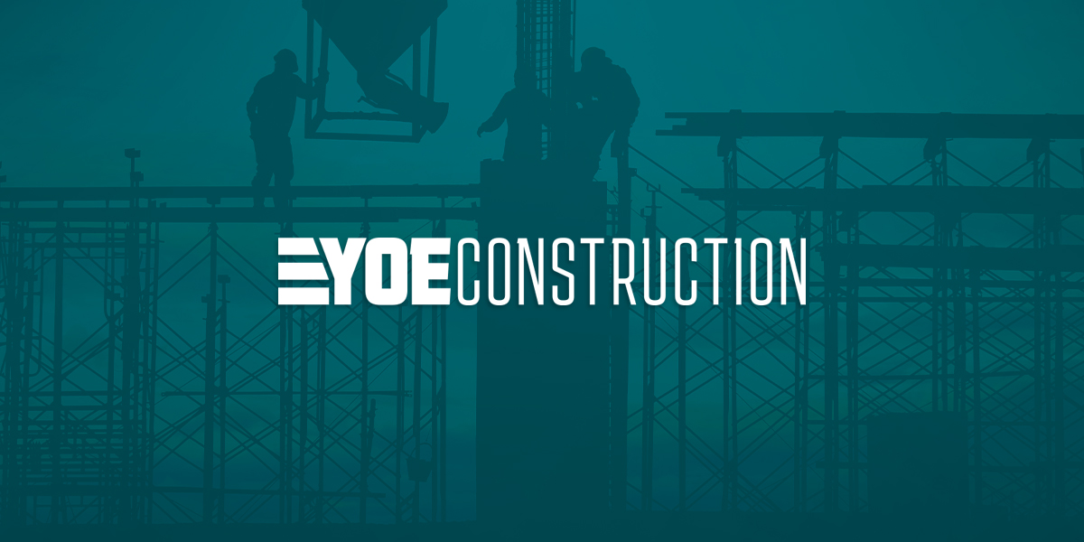 Yoe Construction Logo with steel beam background visual