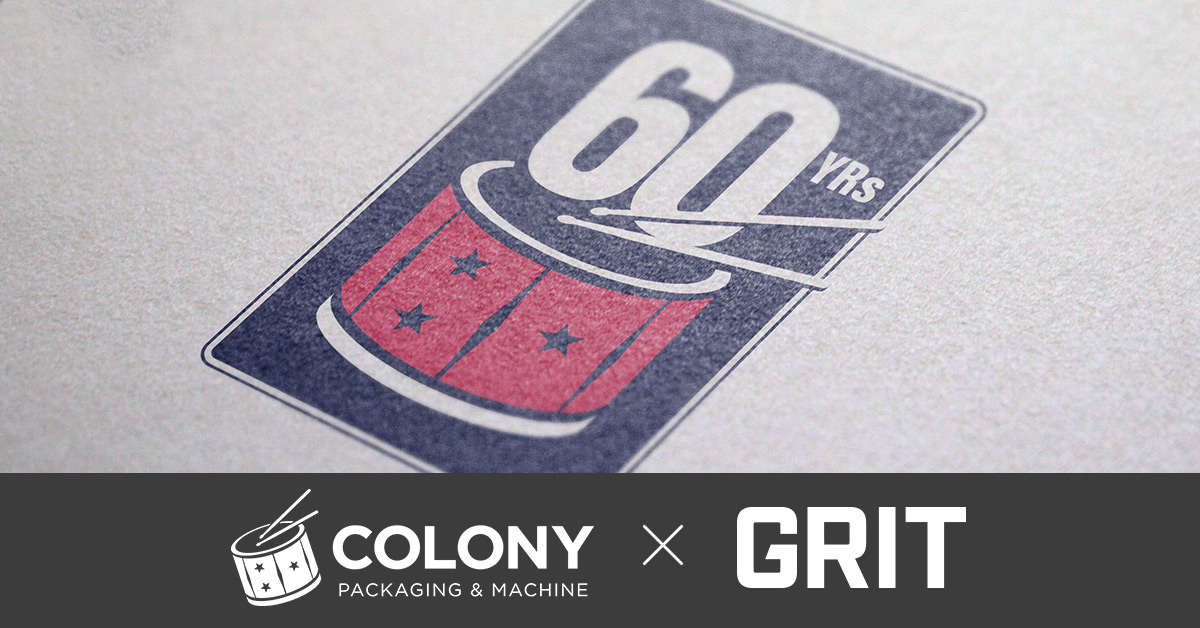 Colony Packaging & Machine 60th Anniversary Logo Variations GRIT