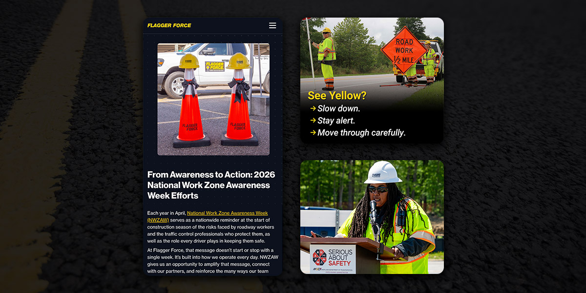 National Work Zone Awareness Week promotion for Flagger Force